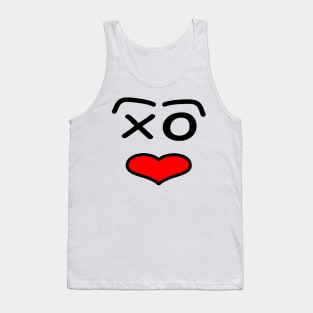 Funny love face -  black and red. Tank Top